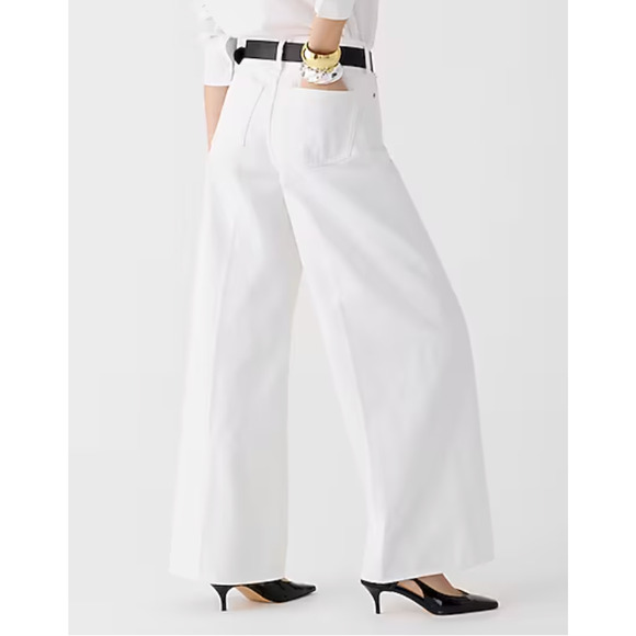 NWT J. Crew High Rise Super Wide Leg Jeans 27 27P P27 White Denim BX953 J.Crew - Picture 2 of 6